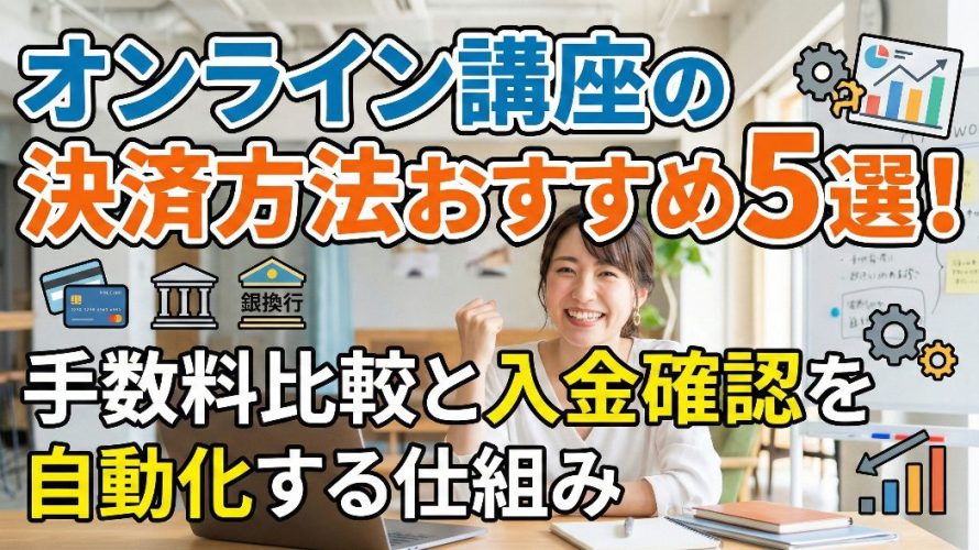 オンライン講座の決済方法おすすめ5選!手数料比較と入金確認を自動化する仕組み